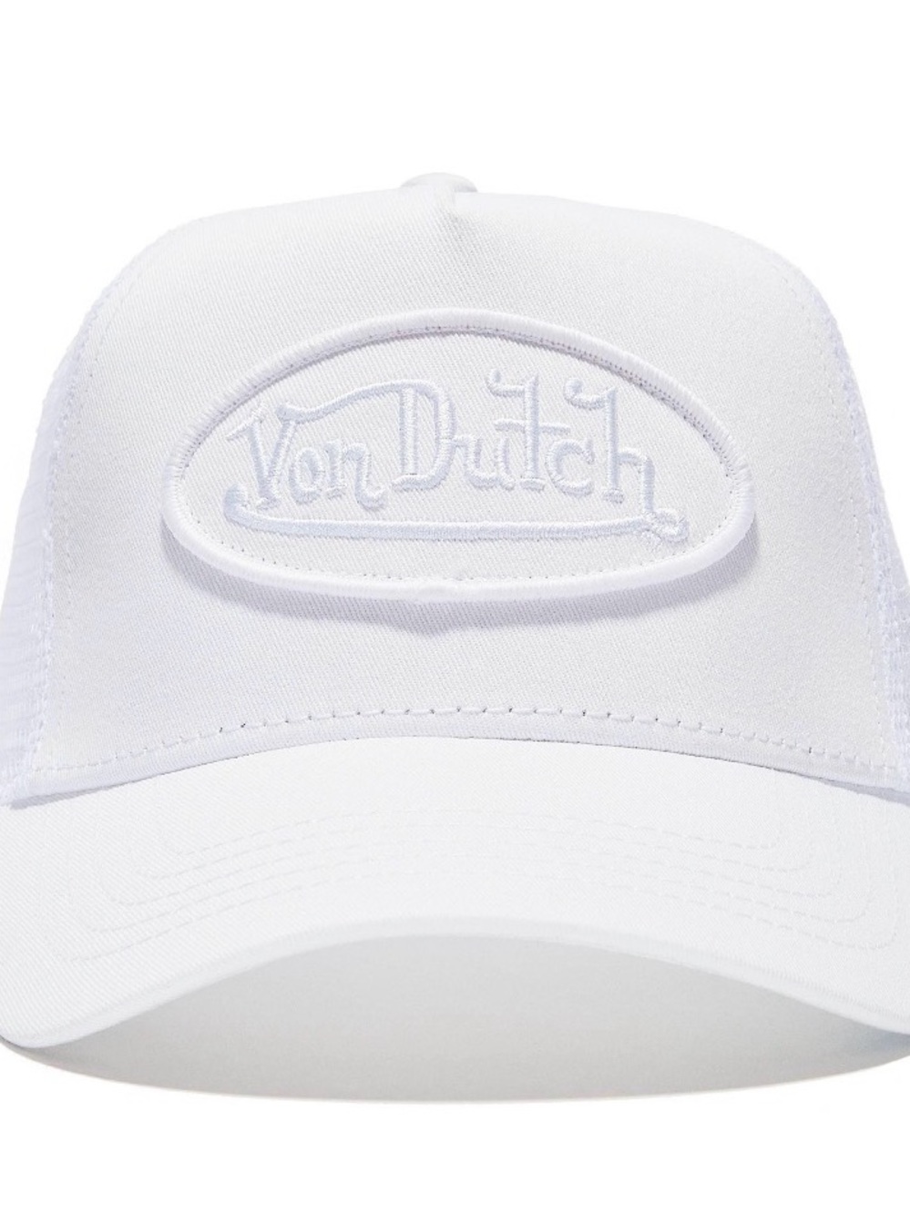 NWT Von Dutch All-White Embroidered Logo Trucker Cap